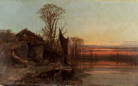 Landscape with a Ruined Cottage at Sunset from Charles Brooke Branwhite