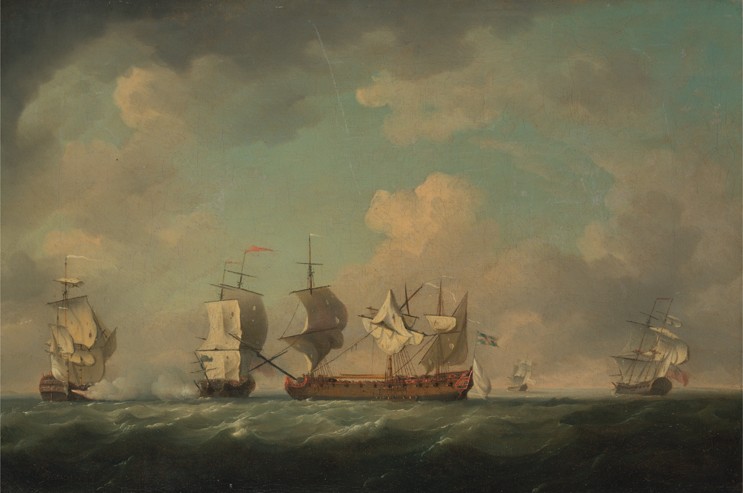 Capture of the French Treasure Ships Marquis d'Antin and Louis Erasmé from Charles Brooking