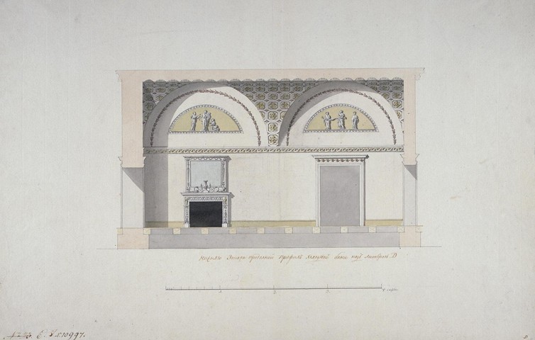 The Cold Baths at Tsarskoye Selo. Design for ground floor walls from Charles Cameron