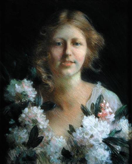 Portrait of a Lady with Flowers from Charles Courtney Curran