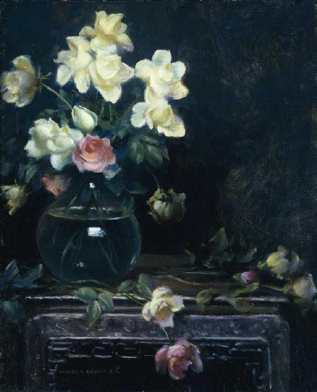 Rosen in einer Glasvase. from Charles Courtney Curran