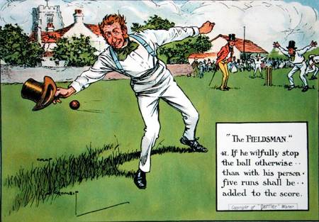 The Fieldsman (42), from 'Laws of Cricket' from Charles Crombie