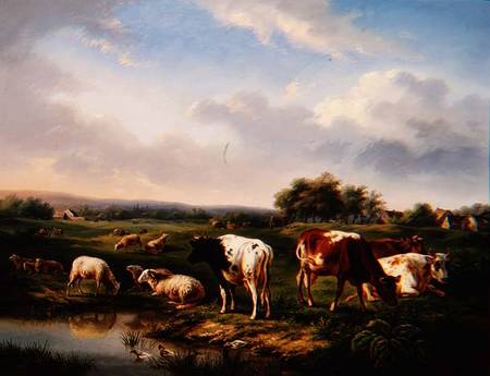 Cattle and Sheep in a Landscape (one of a pair) from Charles Desan