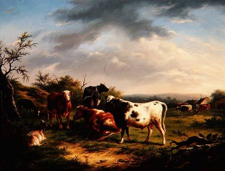 Cattle and Sheep in a Landscape (one of a pair) from Charles Desan