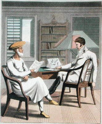A European Gentleman with his Moonshee, or Native Professor of Languages, plate 1 from 'The European from Charles D'Oyly