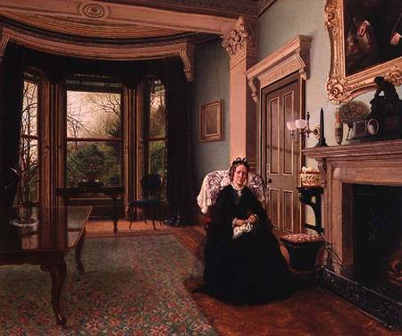 Victorian interior with seated lady from Charles Frederick Lowcock