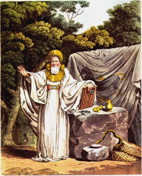 Arch-Druid in his full Judicial Costume (From "The Costume of the Original Inhabitants of the Britis from Charles Hamilton Smith