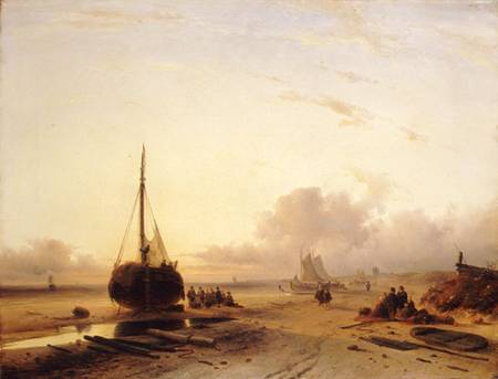 Beach Scene with Fishing Boats from Charles Henri Joseph Leickert