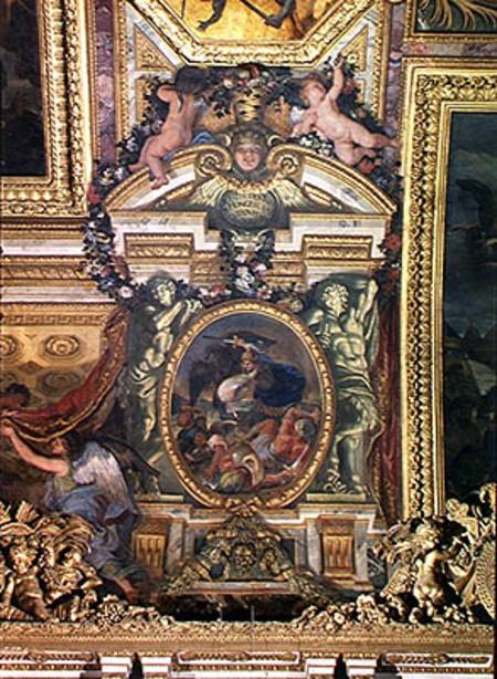Defeat of the Turks in Hungary by the King's Troops in 1664, Ceiling Painting from the Galerie des G from Charles Le Brun