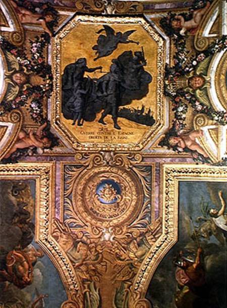 War for the Rights of the Queen in 1667, Ceiling Painting from the Galerie des Glaces from Charles Le Brun