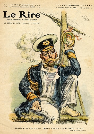 George V, ''The Simple'', the first Midshipman of the Royal Navy, from the front cover of ''Le Rire' from Charles Leandre