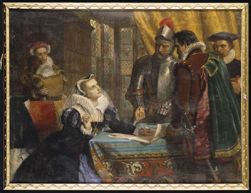 Die erzwungene Abdankung der Königin Maria von Schottland im Schloss Lochleven am 25. Juli 1567 from Charles Lucy