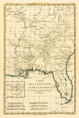 Louisiana and Florida, from 'Atlas de Toutes les Parties Connues du Globe Terrestre' by Guillaume Ra from Charles Marie Rigobert Bonne