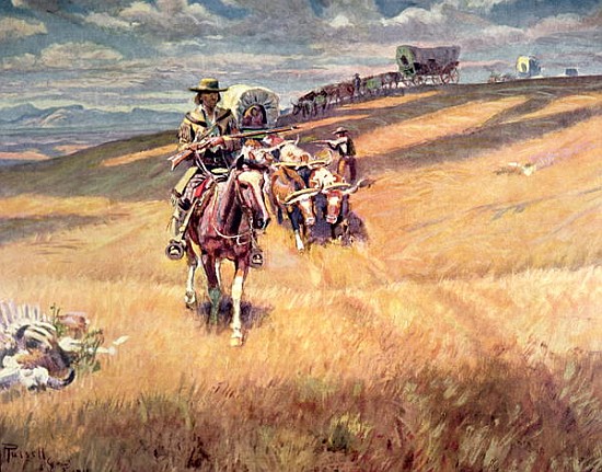''When wagon trails were dim'' from Charles Marion Russell