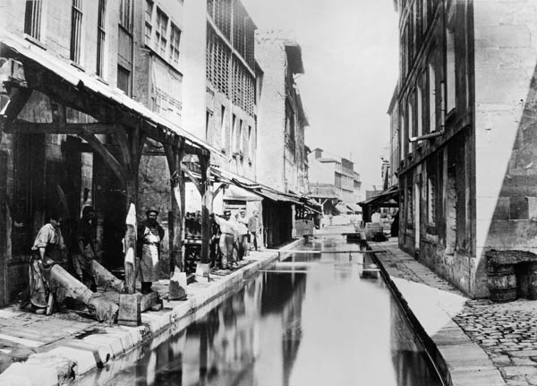Course of the Bievre in Paris with Tanneries, 1858-78 (b/w photo)  from Charles Marville