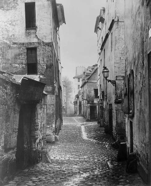 Rue Traversine, from rue d''Arras, Paris, between 1858-78 (b/w photo)  from Charles Marville