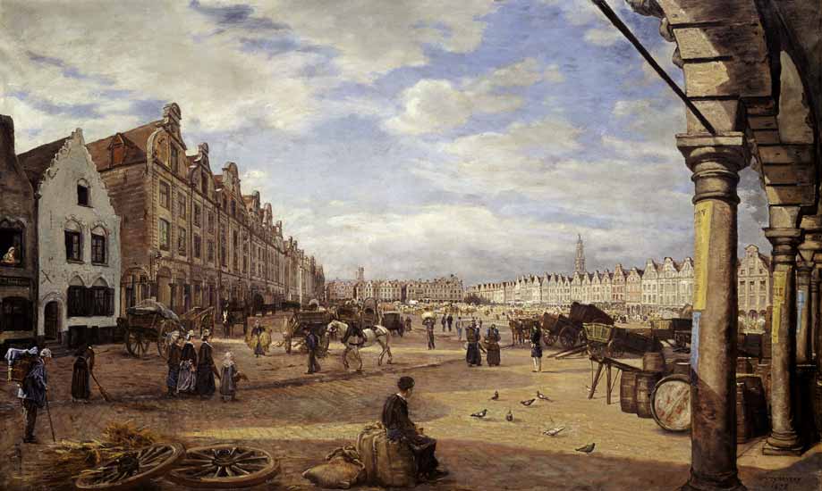 The Grande Place d'Arras on Market Day from Charles Paul Etienne Desavary