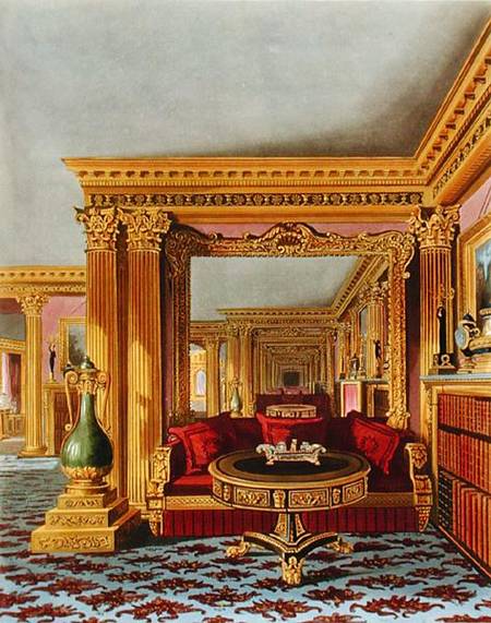 The Alcove in the Golden Drawing Room, Carlton House, from 'The History of the Royal Residences', en from Charles Wild