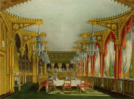 The Gothic Dining Room at Carlton House from Pyne's 'Royal Residences' engraved by Thomas Sutherland from Charles Wild