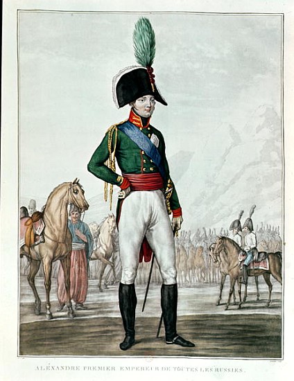 Portrait of Alexander I Pavlovich (1777-1825) with his Army from Charles Francois Gabriel Levachez