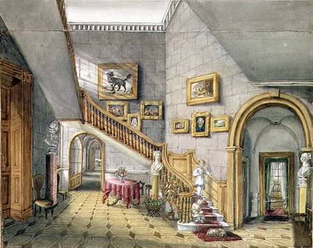 The Staircase, Strood Park, f.26 from an 'Album of Interiors' from Charlotte Bosanquet