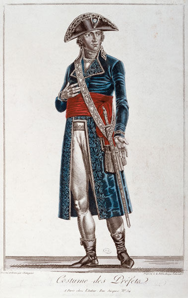 Costume of a Prefect during the period of the Consulate (1799-1804) of the First Republic, c.1800 (c from Chataignier