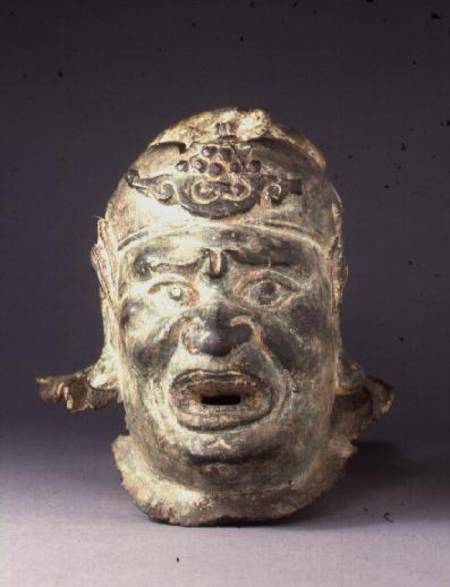 Head of a guardian figure, from the entrance of a tomb or temple, possibly a dvarapala, from the ent from Chinese