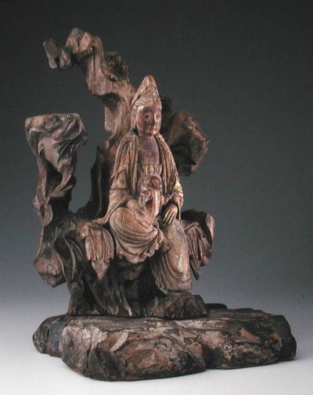 Guanyin and Child Seated Among Rocks, Yuan or early Ming dynasty from Chinese School