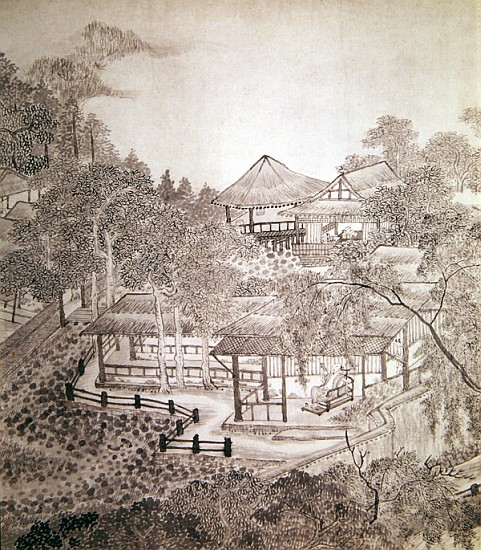 Passing the Summer at the Thatched Hall of the Inkwell (ink on paper) from Chinese School