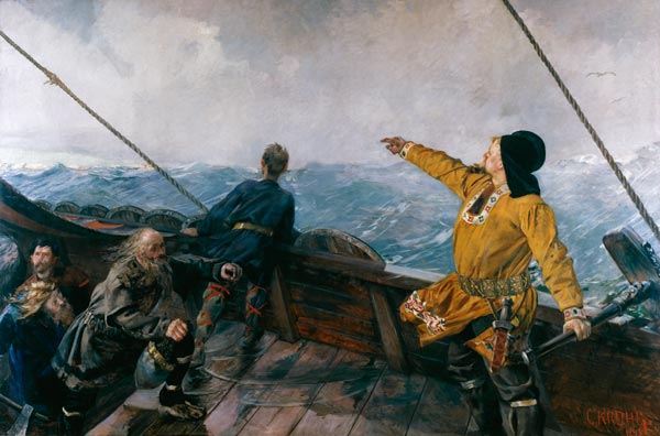 Leiv Eiriksson discovers America from Christian Krohg
