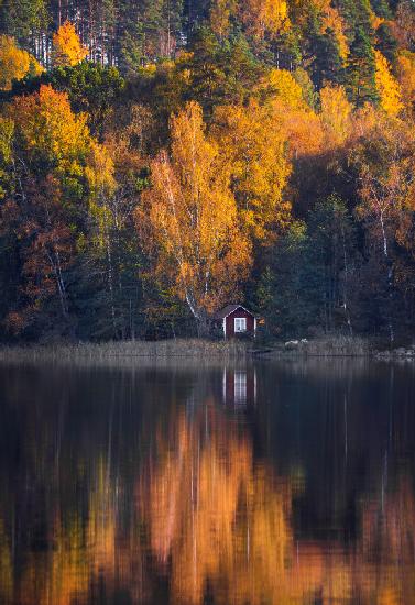 Seehaus in Herbstfarben