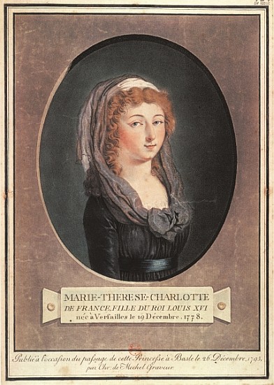Marie-Therese-Charlotte de France (1778-1851) aged seventeen from Christian von Mechel