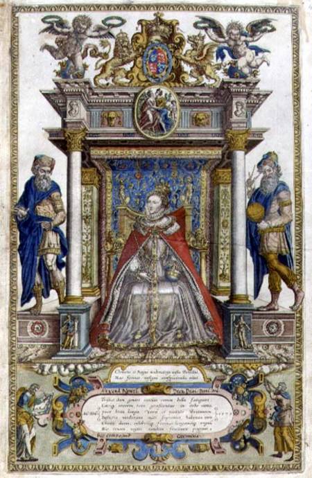 Omega 45.01A The dedication to Queen Elizabeth I from a book of maps of England and Wales from Christopher Saxton
