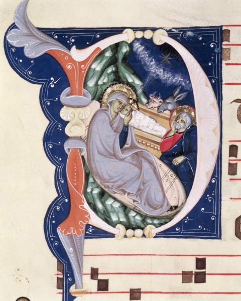 Ms 561 f.31v Historiated initial 'D' depicting the Nativity, from a gradual from the Monastery of Sa from giovanni Cimabue