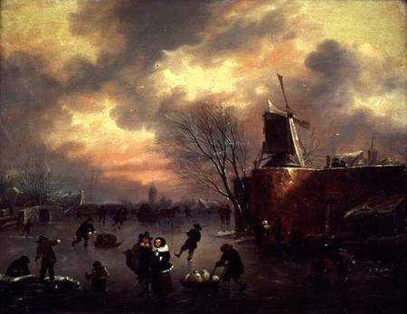 A Winter Skating Scene from Claes Molenaer