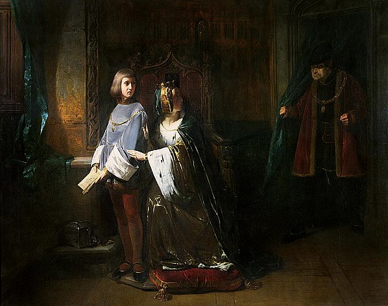 Louis XI of France surprising the Queen instructing the Dauphin contrary to his will from Claude Jacquand