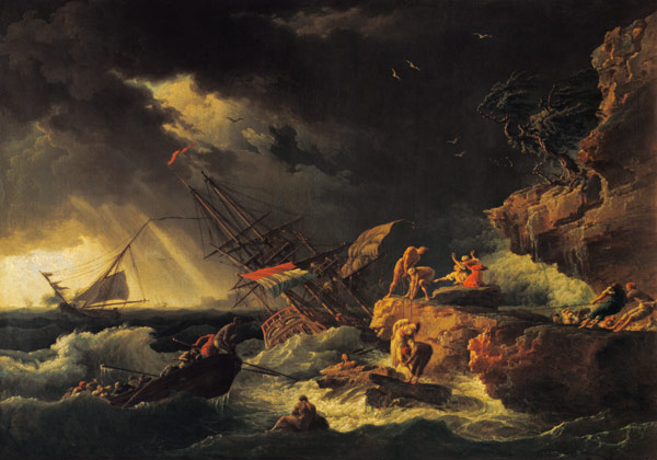 Stürmische See mit gescheitertem Segelschiff from Claude Joseph Vernet