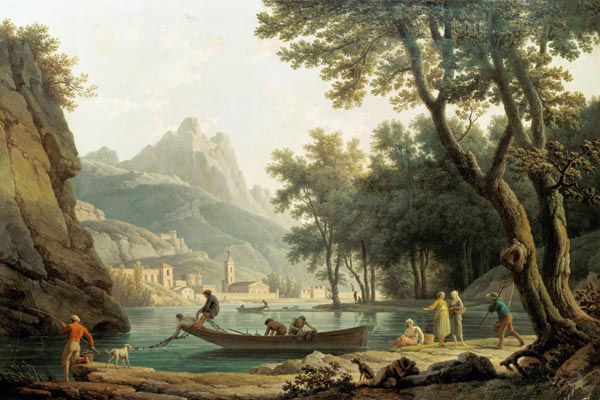 Fischer am Seeufer vor einem Kloster from Claude Joseph Vernet