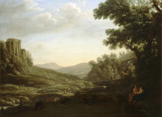 Extensive Wooded Landscape with Ruined Temple from Claude Lorrain