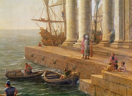 Harbour scene, detail from ''Departure of Ulysses from the land of the Feaci'' from Claude Lorrain