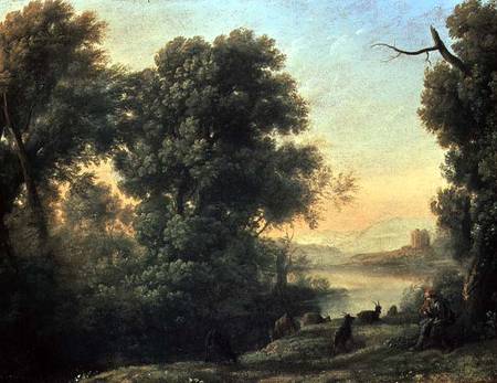 River landscape with Goatherd Piping from Claude Lorrain