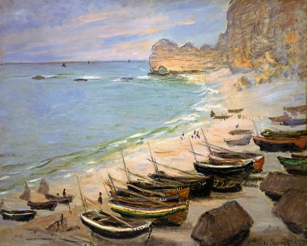 Boote auf dem Strand von Etretat. from Claude Monet