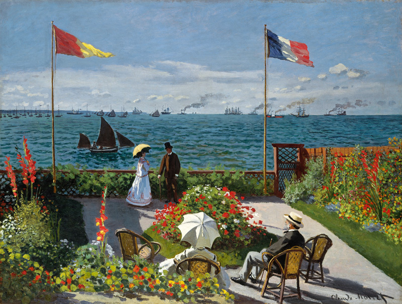 Die Terrasse am Meeresufer von Sainte - Adresse from Claude Monet