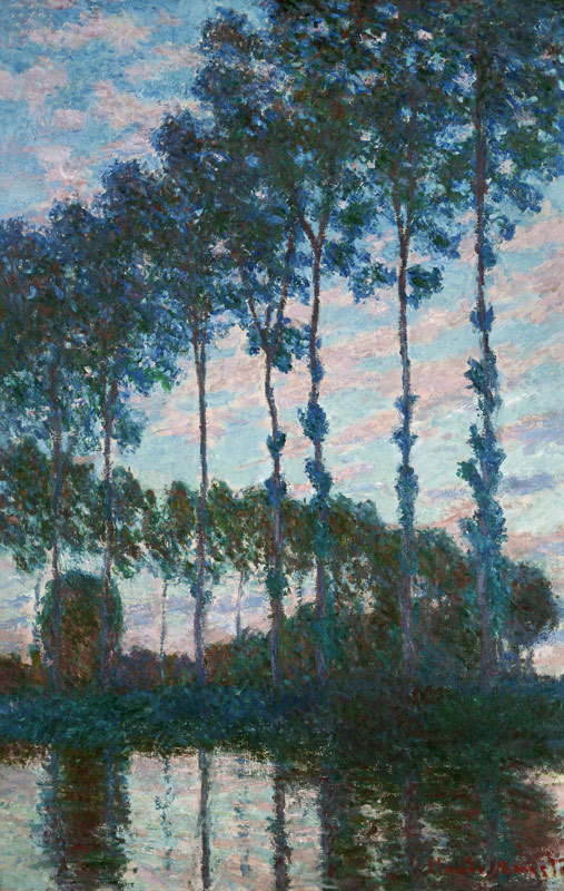 Poplars on the banks of the Epte, Evening effect from Claude Monet