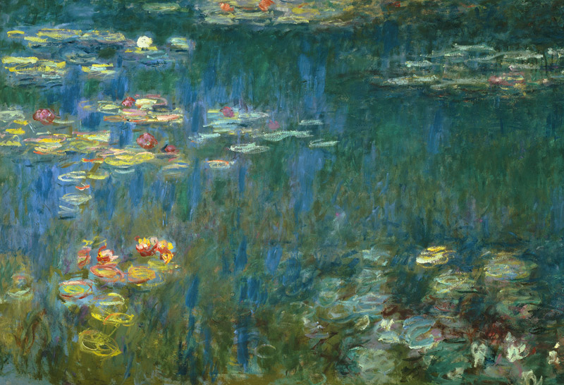 Seerosen, Grüne Reflektionen, linker Teil from Claude Monet