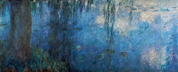 Waterlilies: Morning with Weeping Willows, detail of the left section from Claude Monet