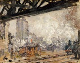 "La Gare Saint-Lazare, vue extérieure" (Außenansicht des Bahnhofs Saint-Lazare in Paris)