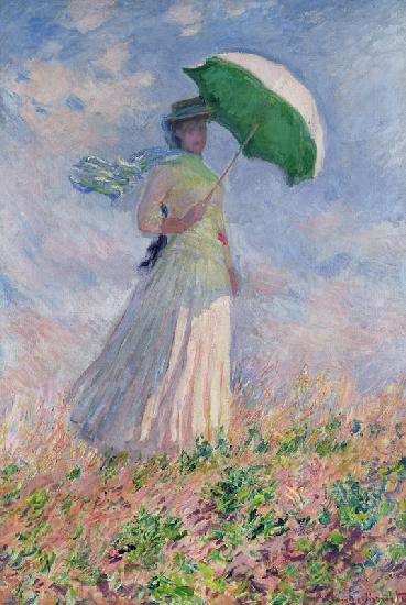 Frau mit Sonnenschirm, nach rechts gewendet (Susanne Hoschedé) - Claude Monet