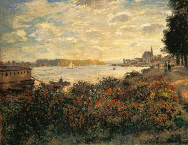 Rote Blumen am Ufer der Seine bei Argenteuil