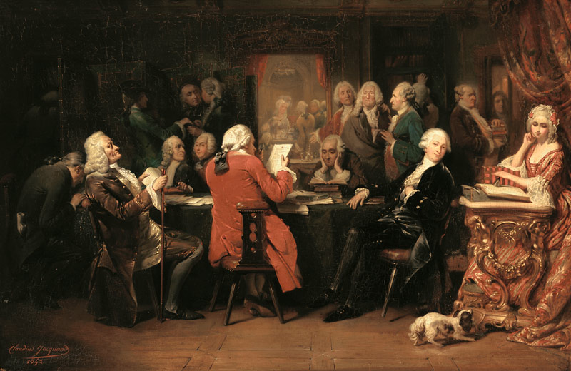 Voltaire im Lesezimmer des Café Procope. from Claudius Jacquand
